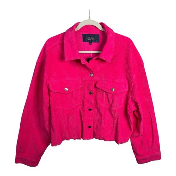RACHEL‎ Rachel Roy Destructed Hem Corduroy Jacket in Lotus Pink Size XXL NWT - Picture 4 of 12